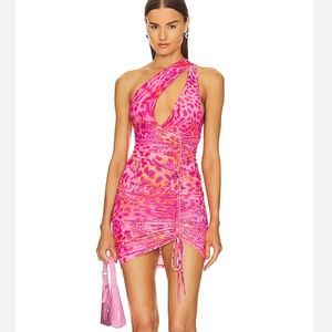 NWT Michael Costello X Revolve pink leopard dress